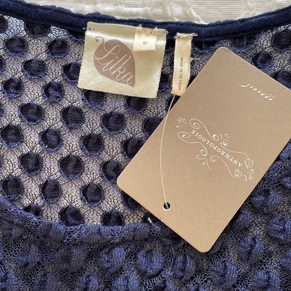 Anthropologie Lilka navy blue lacy semi-sheer Tunic top - Picture 2 of 5